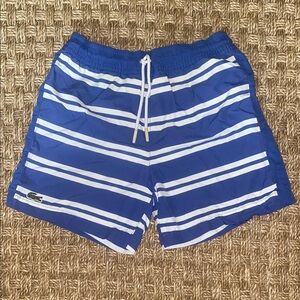 Lacoste Boys Blue and White Swim Trunks sz 8